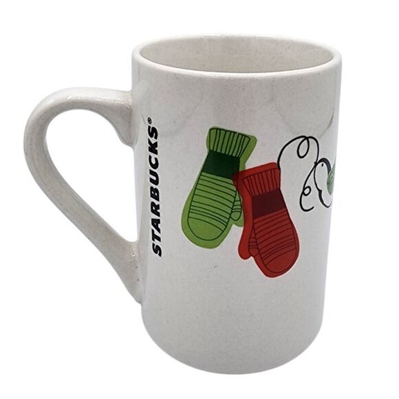 2011 Starbucks Red & Green Mittens, Doves Holiday Winter Ceramic Coffee Tea Mug - Picture 1 of 7